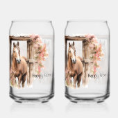 Happy Vaderdag Horse Barn Flowers Blikvorm Glas (Achterkant)
