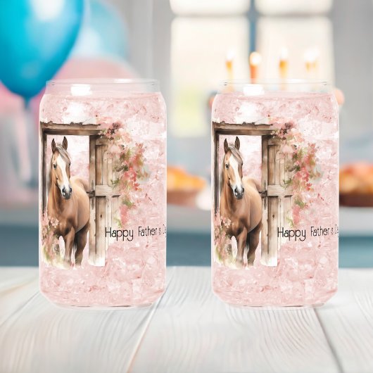 Happy Vaderdag Horse Barn Flowers Blikvorm Glas (Insitu (Baby Shower))