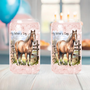 Happy Vaderdag Horse Fence weide Blikvorm Glas