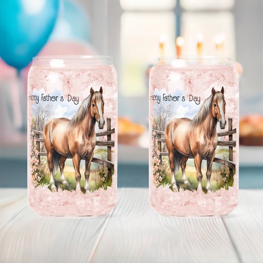 Happy Vaderdag Horse Fence weide Blikvorm Glas (Insitu (Baby Shower))