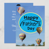 Happy Vaderdag Hot Air ballon Simple Blue Feestdagenkaart (Voorkant / Achterkant)