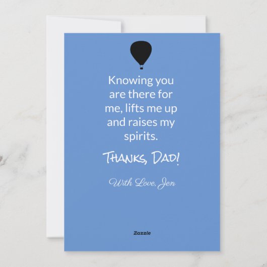 Happy Vaderdag Hot Air ballon Simple Blue Feestdagenkaart (Achterkant)