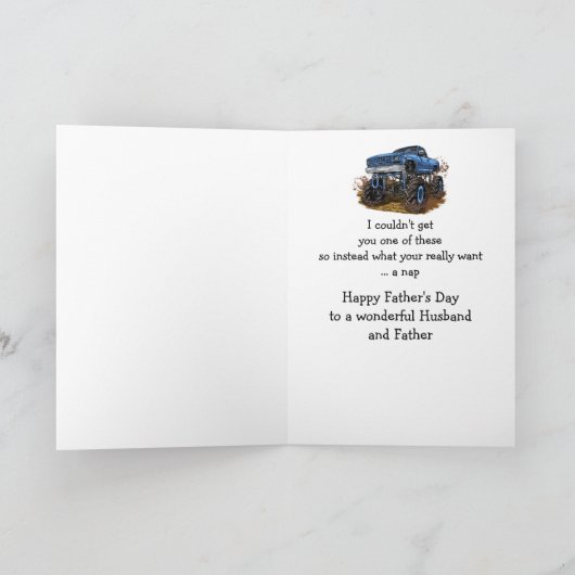 Happy Vaderdag Husband 4x4 Monster Truck Funny Kaart (Binnen)