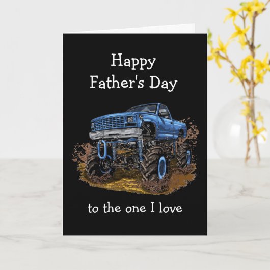 Happy Vaderdag Husband 4x4 Monster Truck Funny Kaart (Gele Bloem)