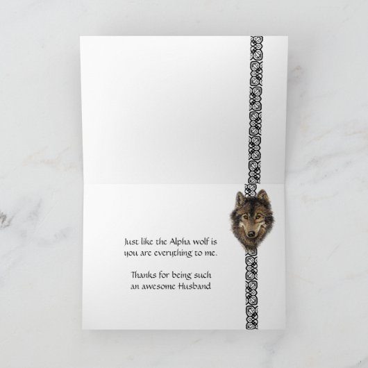 Happy Vaderdag Husband Wild Wolf Head Kaart (Binnen)