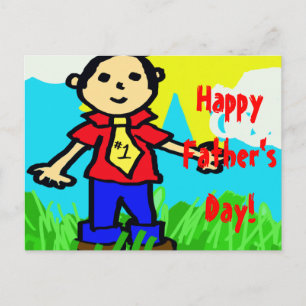 Happy Vaderdag in het "Crayon"-Briefkaart Briefkaart