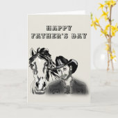 Happy Vaderdag Kaart Cowboy and Horse (Gele Bloem)