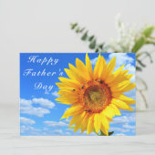 Happy Vaderdag Kaart Zonnebloem en Bijen (Staand voorkant)