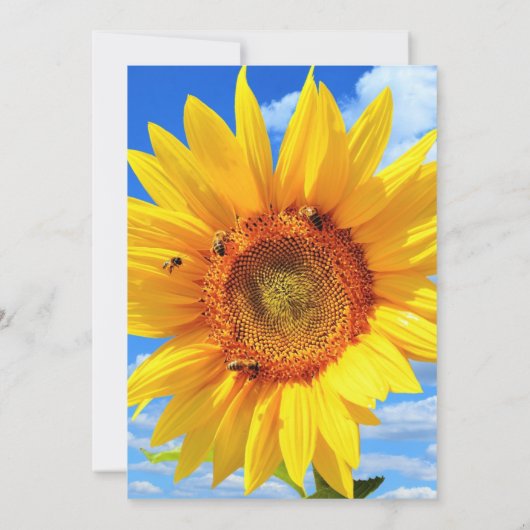 Happy Vaderdag Kaart Zonnebloem en Bijen (Achterkant)