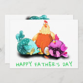 Happy Vaderdag - kippen die op eieren wachten (Voorkant / Achterkant)