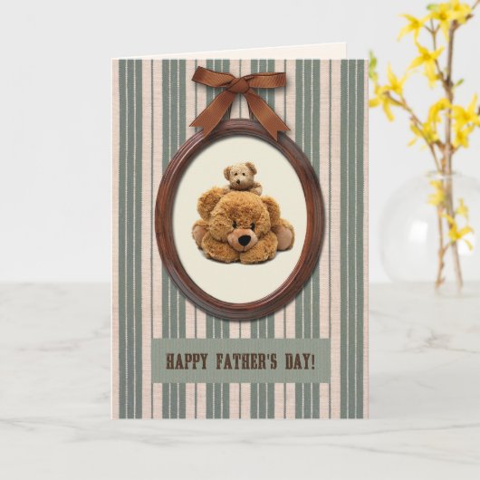 Happy Vaderdag Leuke Teddy Bears Kaart (Gele Bloem)