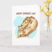 Happy Vaderdag Lion en Cub Kaart (Gele Bloem)