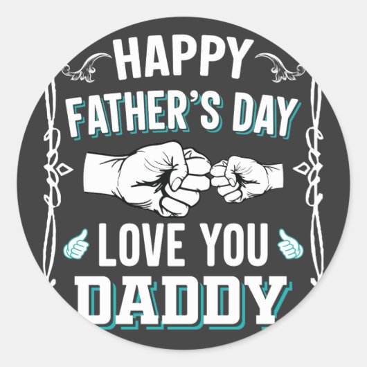 Happy Vaderdag Love You Daddy Ronde Sticker (Voorkant)