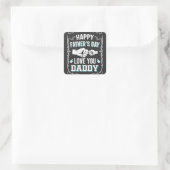 Happy Vaderdag Love You Daddy Vierkante Sticker (Tas)