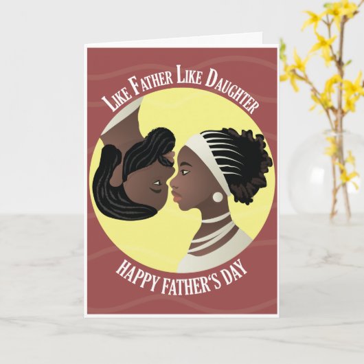 Happy Vaderdag; Meisje en papa "Ying en Yang" Kaart (Gele Bloem)