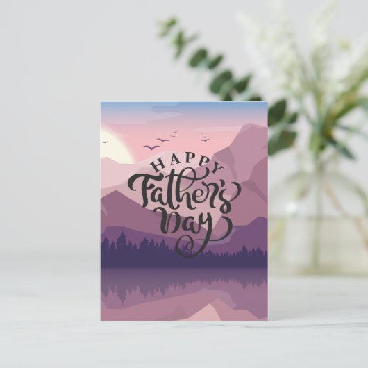 Happy Vaderdag met bergen Plaque Briefkaart (Staand voorkant)