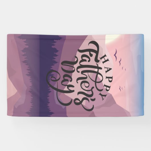 Happy Vaderdag met bergen Plaque Spandoek (Horizontaal)