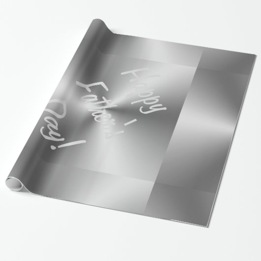 Happy Vaderdag Metallic Silver Gift Wrapping Cadeaupapier (Uitgerold)