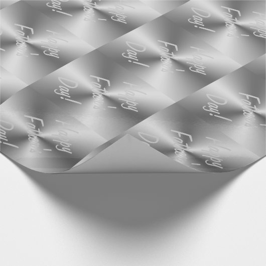 Happy Vaderdag Metallic Silver Gift Wrapping Cadeaupapier (Hoek)