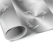 Happy Vaderdag Metallic Silver Gift Wrapping Cadeaupapier (Rol Hoek)