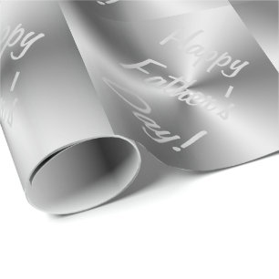 Happy Vaderdag Metallic Silver Gift Wrapping Cadeaupapier
