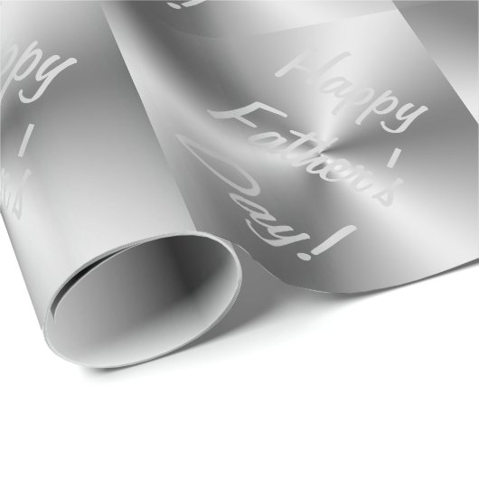 Happy Vaderdag Metallic Silver Gift Wrapping Cadeaupapier (Rol Hoek)