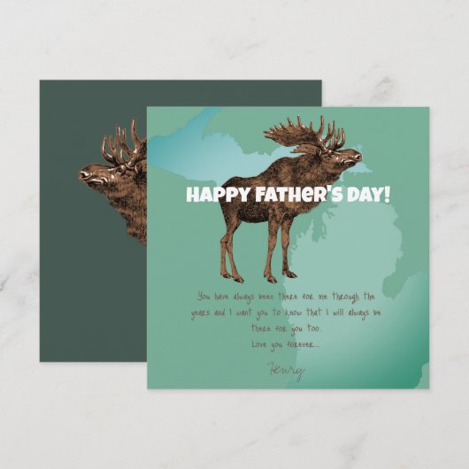 Happy Vaderdag Michigan Moose Kaart (Voorkant / Achterkant)