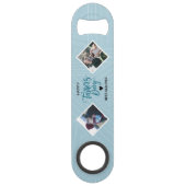 Happy Vaderdag Modern Blauwe Fotocollage Speed Flessenopener (Voorkant)