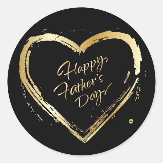 Happy Vaderdag Modern Design Gold Heart Ronde Sticker (Voorkant)