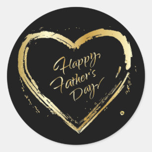 Happy Vaderdag Modern Design Gold Heart Ronde Sticker