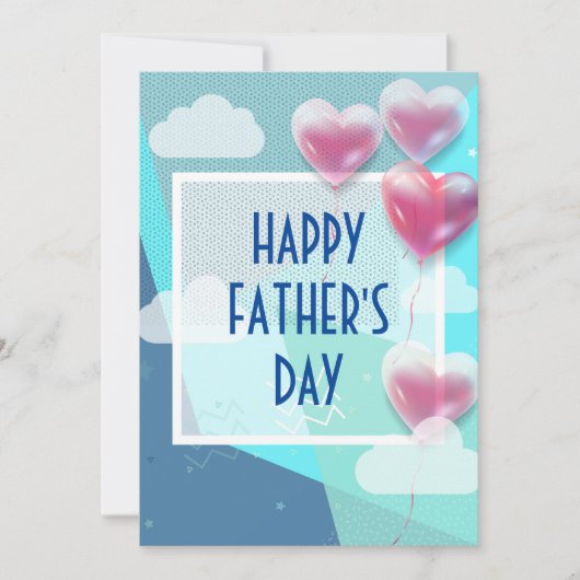 Happy Vaderdag Modern met Ballonnen Blauw Kaart (Voorkant)