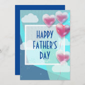 Happy Vaderdag Modern met Ballonnen Blauw Kaart (Voorkant / Achterkant)