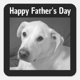 Happy Vaderdag Mooie Witte Hond Foto Vierkante Sticker