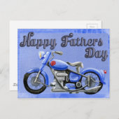 Happy vaderdag motorfiets briefkaart op blauw (Voorkant / Achterkant)