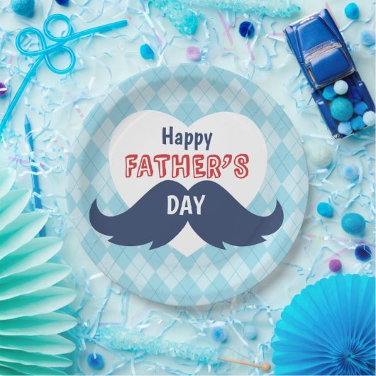 Happy Vaderdag Mustache en Heart Papieren Bordje (Feest)