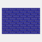Happy Vaderdag Navy Blauw Wit Kinderen Namen Inpakpapier Vel (Voorkant)