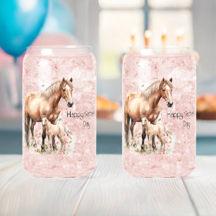 Happy Vaderdag Paard Veulenbloemen Blikvorm Glas