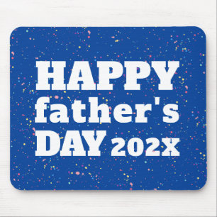 Happy Vaderdag Paint Splatter Azure Blue White Muismat