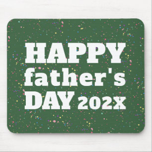 Happy Vaderdag Paint Splatter Groen Wit Muismat