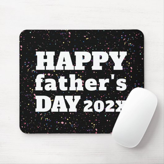 Happy Vaderdag Paint Splatter Zwart Wit Muismat (Met muis)