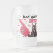 Happy Vaderdag pap kat met schuimvingers Humo Matglas Bierpul (Voorkant links)