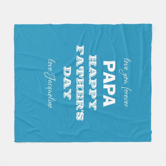 Happy Vaderdag Papa Script Familienamen Chic Fleece Deken (Voorkant (Horizontaal))
