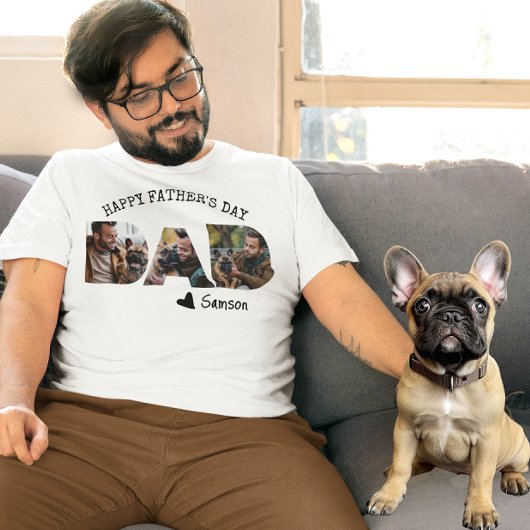 Happy Vaderdag Papa van Dog Fotosjabloon T-shirt