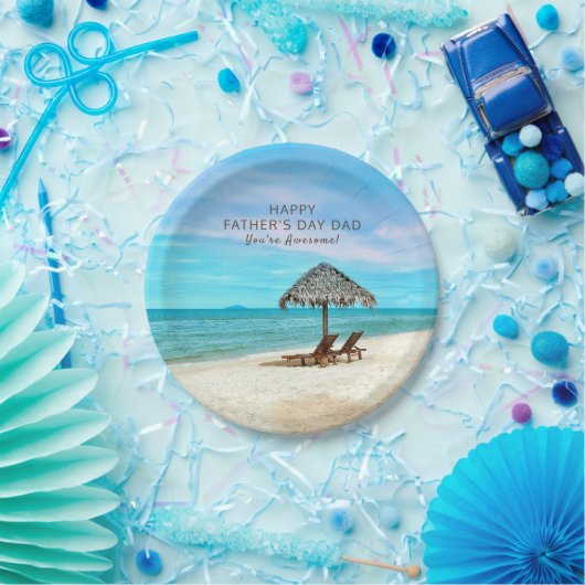 Happy Vaderdag Party Custom Message Beach Papieren Bordje (Feest)