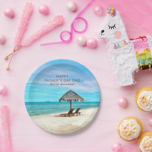 Happy Vaderdag Party Custom Message Beach Papieren Bordje (Feest)