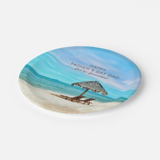 Happy Vaderdag Party Custom Message Beach Papieren Bordje (Gekanteld)