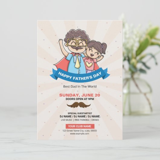 Happy Vaderdag party-uitnodiging Kaart (Staand voorkant)
