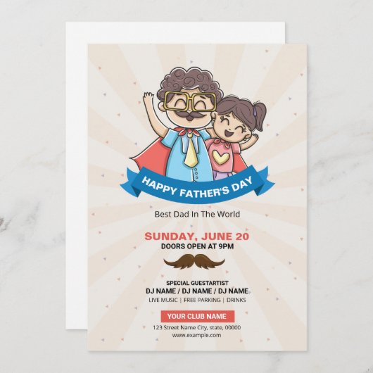 Happy Vaderdag party-uitnodiging Kaart (Voorkant / Achterkant)