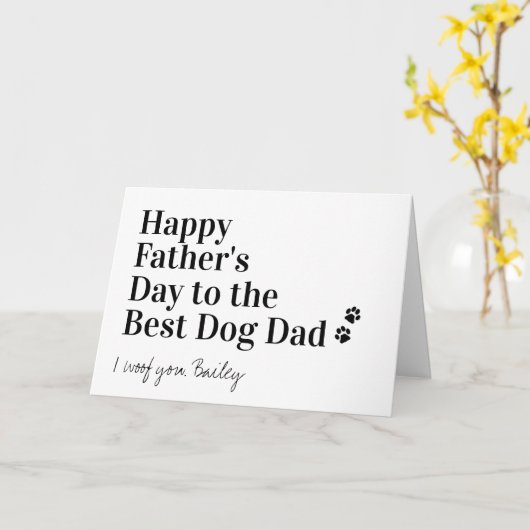 Happy Vaderdag Persoonlijke Beste hond Pap Kaart (Gele Bloem)