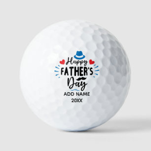 Happy Vaderdag Persoonlijke naam en Jaar Golfballen